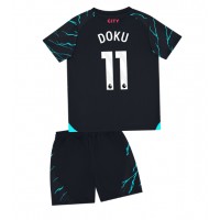 Manchester City Jeremy Doku #11 Tredje Dräkt Barn 2023-24 Kortärmad (+ Korta byxor)